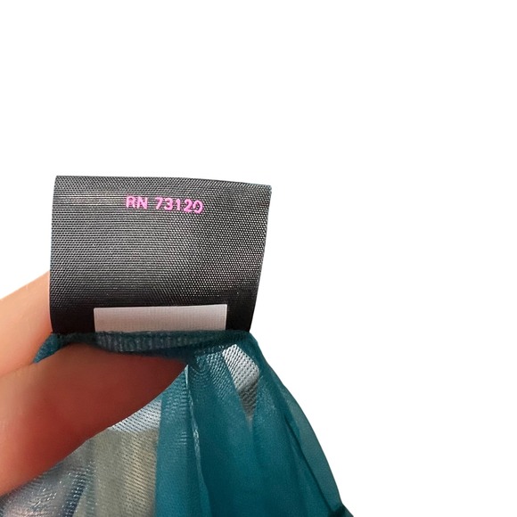 Vintage Frederick's of Hollywood Teal Feather Trim Sheer Babydoll Robe Y2K - Picture 9 of 13